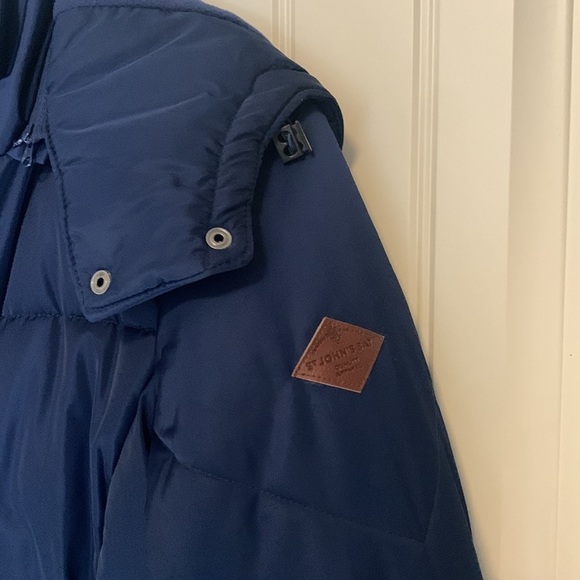 St John’s Bay Blue Long Insulated Puffer Coat Jacket Removable Hood Zip Up Small - Picture 7 of 15